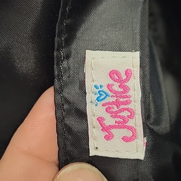 Justice Shimmering Mini Velvety 8" x 4" x 6" Bag Pink Straps Sequins Initial K - Picture 10 of 11